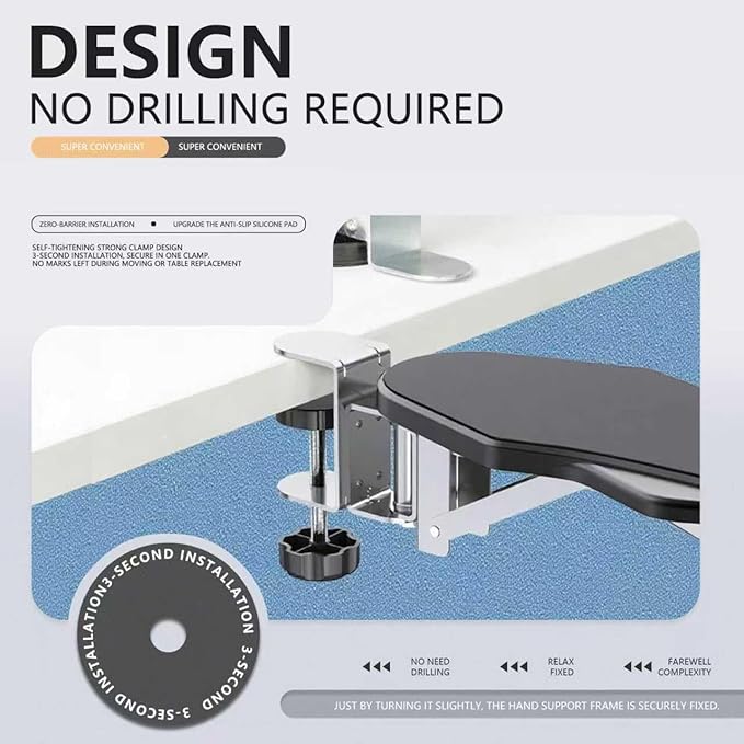 Miocololy Computer Adjustable Ergonomic Arm Rest for Desk, 180° Rotating and 90° Folding Arm Support, Suitable for Office and Home Use
