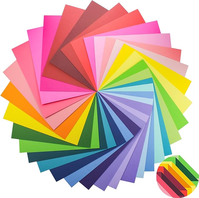 Livholic 100 Pack Heavy Duty Paper Colored Cardstock Front Back Different Color Codes 250 GSM for Cricut, Scrapbook, Paper Crafting, Office Supplies (100)