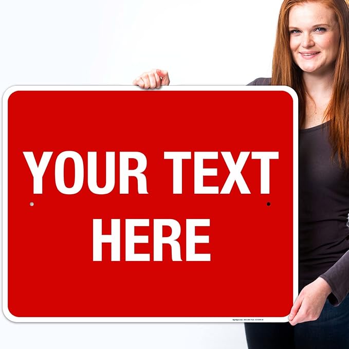 Personalized Custom Red Background Customize for Office, Business, Workplace, Home, Airbnb, Delivery Sign, 24x30 Inches, Rust Free .063 Aluminum, Fade Resistant, Made in USA by Sigo Signs