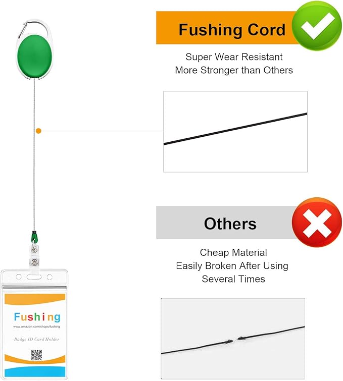 Fushing 20Pcs Retractable ID Badge Holders ID Badge Reels with Clip Retractable Badge Holders for Office Worker Doctor Nurse (Green)