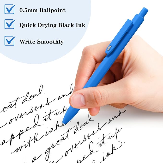 Piochoo Pens, 0.5mm Black Ink Gel Pens, Quick Dry No Smudge, Smooth Writing Comfortable Grip Pen for Journaling and Note Taking, Cute Aesthetic Best Gifts for Women Nurses Teachers