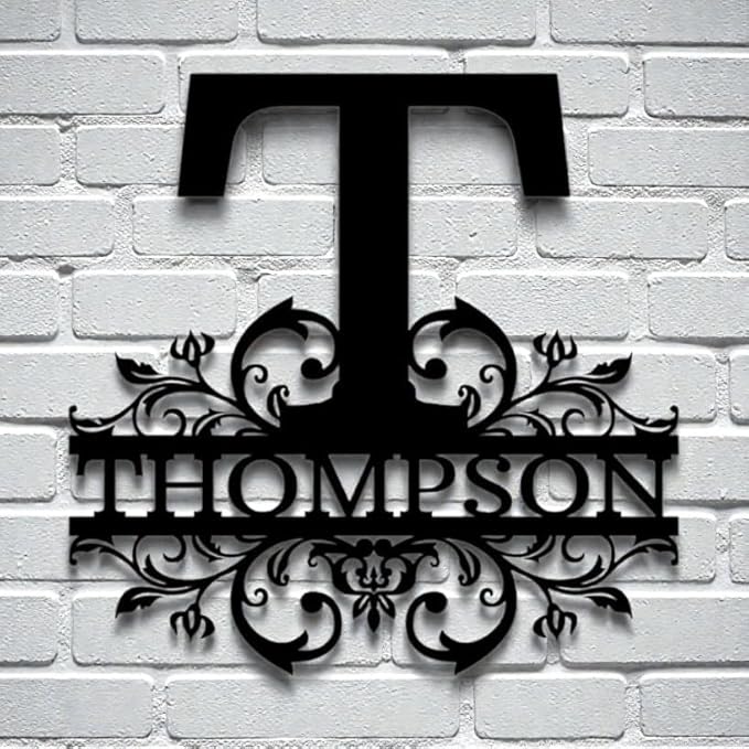 Custom Metal Signs | Personalized Monogram Name Sign | Outdoor Wall Art for Family Name | Custom Name Metal Sign, Last Name, Anniversary, Wedding Gifts for Women, Wife, Parents, couple (Design 9)