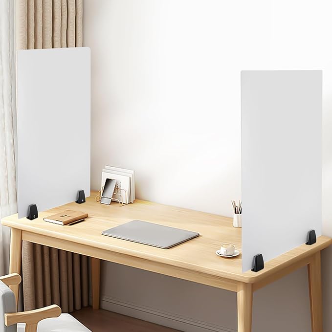 2pcs Acrylic Free Standing Screen, Frosted Clear Acrylic Divider, Dividers for Desk Privacy Home & Office Partitions for Table Top Workstation, Plexiglas Sneeze Guard Shield (30 x 18 inch)