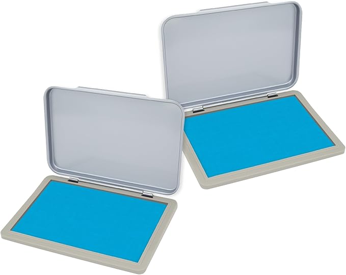 2 Pack Metal Case Stamp Pad Medium Size, Light Blue Color - Size: 3" x 4" - Choose from 15 Ink Colors