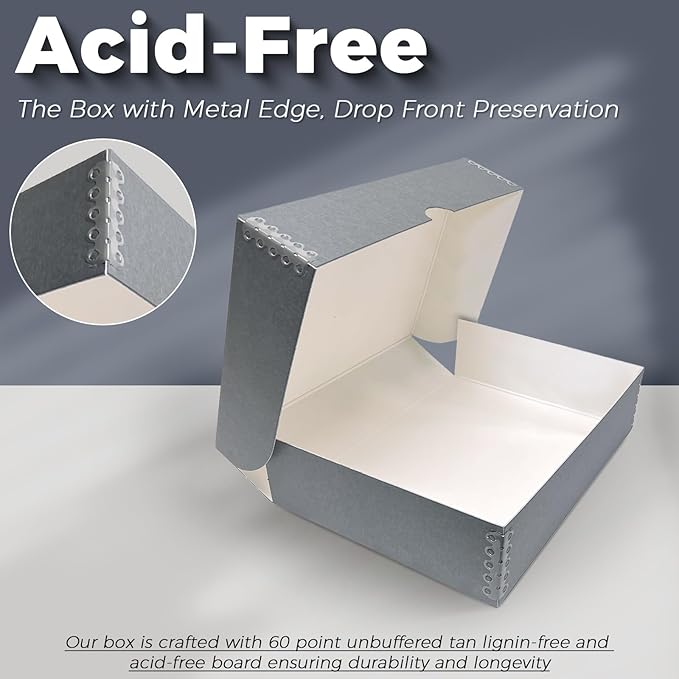 Lineco, 9x12 Clamshell Archival Folio Storage Box, 3" Deep, Acid-Free with Metal Edge Preservation Box. Preserves Picture Magazines Longevity, Organize Photos or Documents, Artwork, DIY, Pack of 2