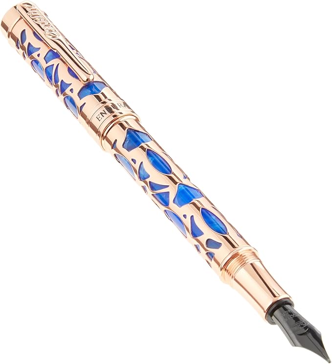 Conklin Endura Deco Crest Fountain Pen in Blue, Broad Nib, Premium Writing Instrument