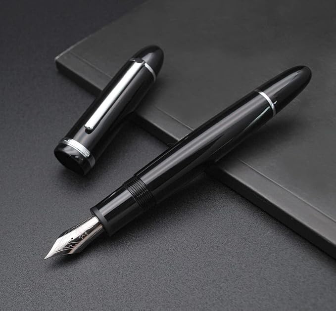 JINHAO X159 Fountain Pen (EF Nib 0.38mm, Black with Silvery Clip)