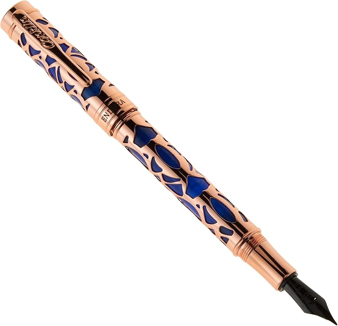 Conklin Endura Deco Crest Fountain Pen in Blue, Extra Fine Nib, Premium Writing Instrument