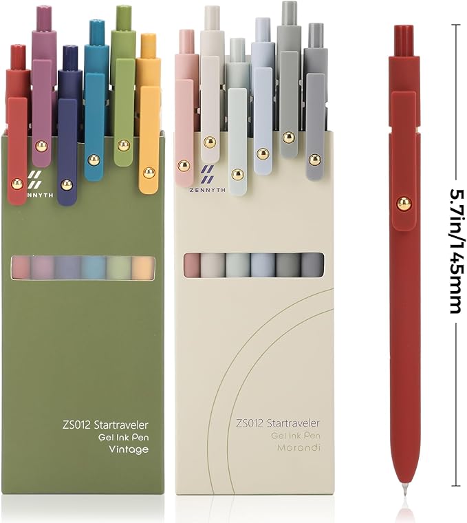 Ddaowanx Gel Pens, 0.5mm Quick Dry Black Ink Pens Fine Point Smooth Writing Pens, Cute Office School Supplies Gifts for Women (24 Pcs Vintage+Morandi-Black Ink)