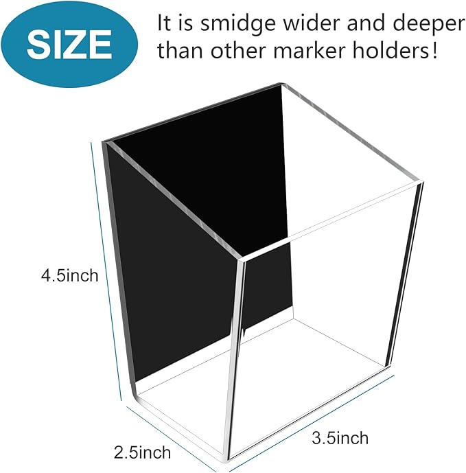 VACONICO Magnetic Pen Holder, Acrylic Dry Erase Marker Holder, Large Capacity Pencil Holder for Whiteboards, Fridge, Lockers Office School Supplies (Clear & 1 Compartments)