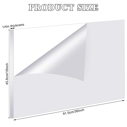 Roowest 2 Pcs 18 x 36 Inch, 1/4 Inch Thick Clear Acrylic Plexiglass Sheets Transparent Plastic Panels Sheets Cut to Size Cast Acrylic Board Panel with Protective Film for Craft DIY Project Sign Frame