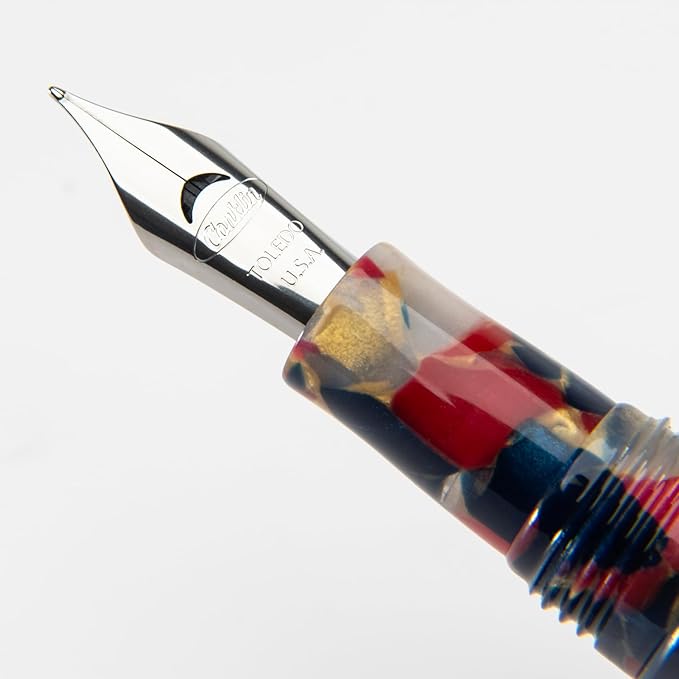 Conklin All American Fountain Pen in Old Glory – Medium Nib, Patriotic Red, White & Blue Design – Ideal Gift for Professionals & Pen Collectors