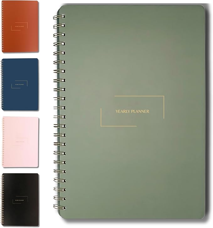 Merely Home | Ultimate Yearly, Daily, Weekly, Monthly Planner | 8.25" x 11.75" | To Do List Notebook for Work | Simple Design | Multiple Layouts | Academic Planner and Organizer Notebook (Evergreen, Yearly Planner - Portrait)