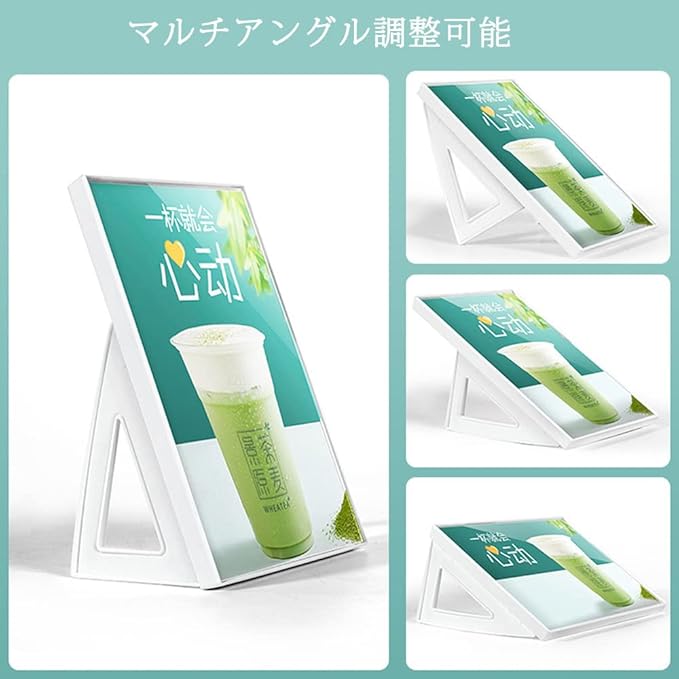 ECKEK ABS Plastic Sign Holder，Menu Displays L Shape Sign Stand Vertical/Horizontal Use (White A5 148×210mm/5.83×8.27inches)
