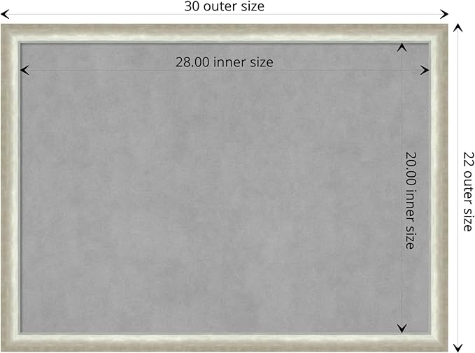 Amanti Art Silver Framed Magnetic Board 22x30 Medium Vision Board for use with Magnets, 100% Metal Sheet to Display Items as Office Decor or for Home Organization in mudroom, Kitchen or Kids Room