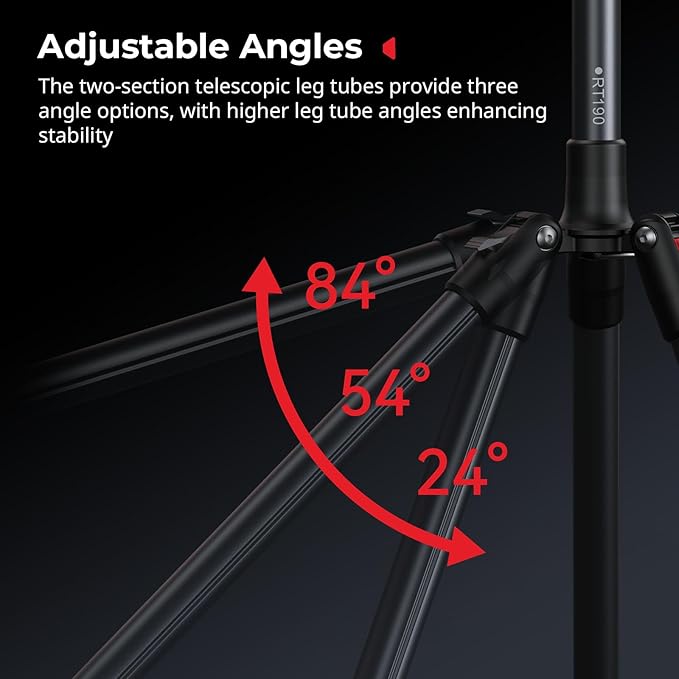 SMALLRIG 74.8"/ 6.23 ft Adjustable Light Stand Photography, Max Load 8.8 lb, Compact Lighting Tripod Stand for Softbox, Flashlights, Ring Light, LED Video Lights, COB Light, Folded Size 16.5" - 5475