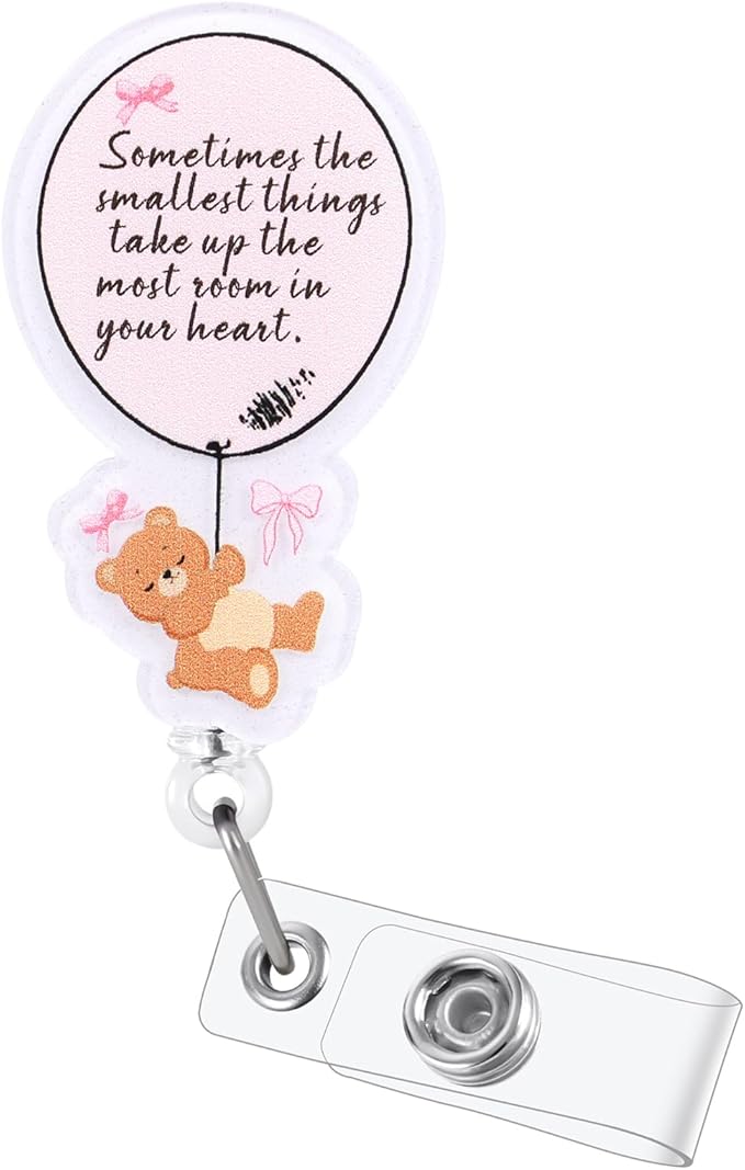 Sometimes The Smallest Things Take Up The Most Room in Your Heart, Retractable ID Card Badge Holders, Medical Badge Buddy for Pediatric Nurse Pediatrician CNM CCLS Geriatric LCSW Health Psychologist
