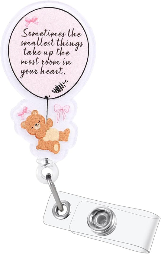 Sometimes The Smallest Things Take Up The Most Room in Your Heart, Retractable ID Card Badge Holders, Medical Badge Buddy for Pediatric Nurse Pediatrician CNM CCLS Geriatric LCSW Health Psychologist