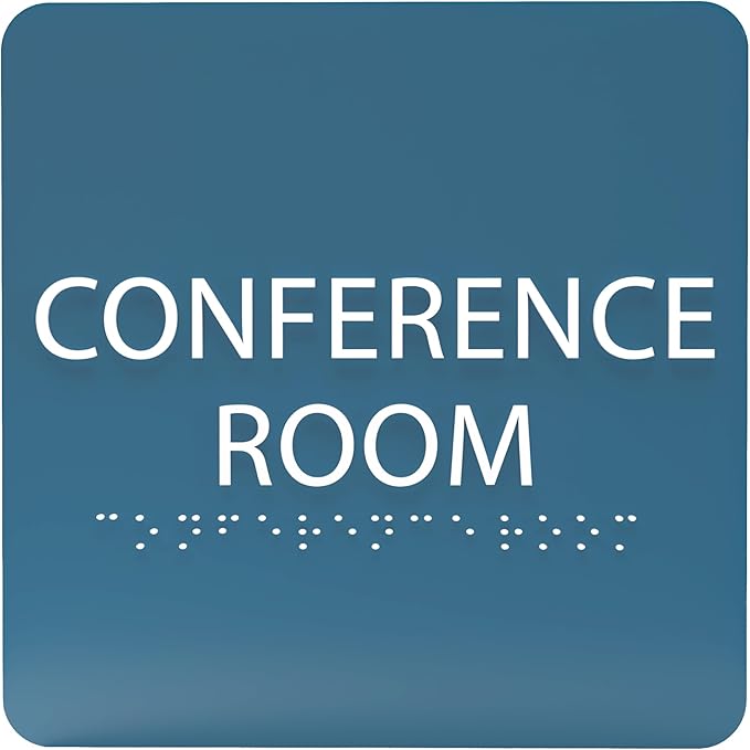 ADA CENTRAL SIGNS - 6" X6" Conference Room Sign- ADA Compliant Tactile Graphics Grade 2 Braille Text Acrylic Wall Signs - Authorized Personnel Only, Meeting Privacy Door Sign for Schools, and Offices