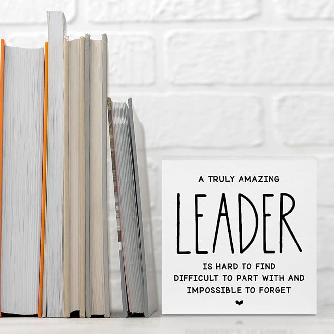 Leader Appreciation Gifts Leadership Gifts, Inspirational Office Decor Wooden Box Sign, Home Farmhouse Table Counter Shelf Desk Decor Accessories, Boss Gifts Thank You Gifts for Coach Manager