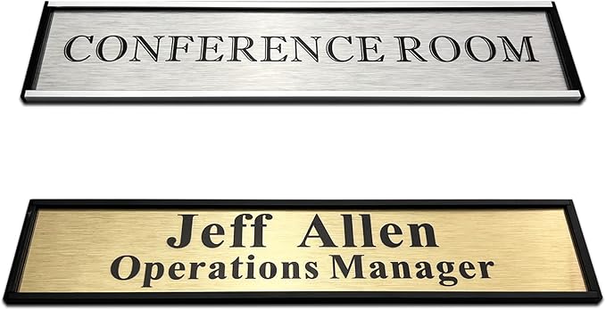 SINKAA Personalized Name Plate for Door or Wall, 2 * 10 inch Custom Office Aluminum Door Name Plates with Two Lines Custom Text, Office Gifts for Coworkers Boss Teacher, Employee Appreciation Gifts