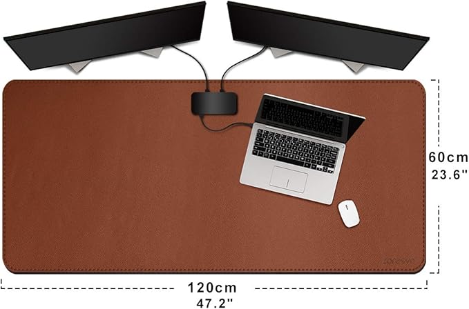 ZORESYN Large Mouse Pad (120x60cm) - PU Leather Gaming Mousepad Desk Mat - Nonslip Base and Waterproof Desktop Keyboard Extended Mouse Mat (Light Brown)