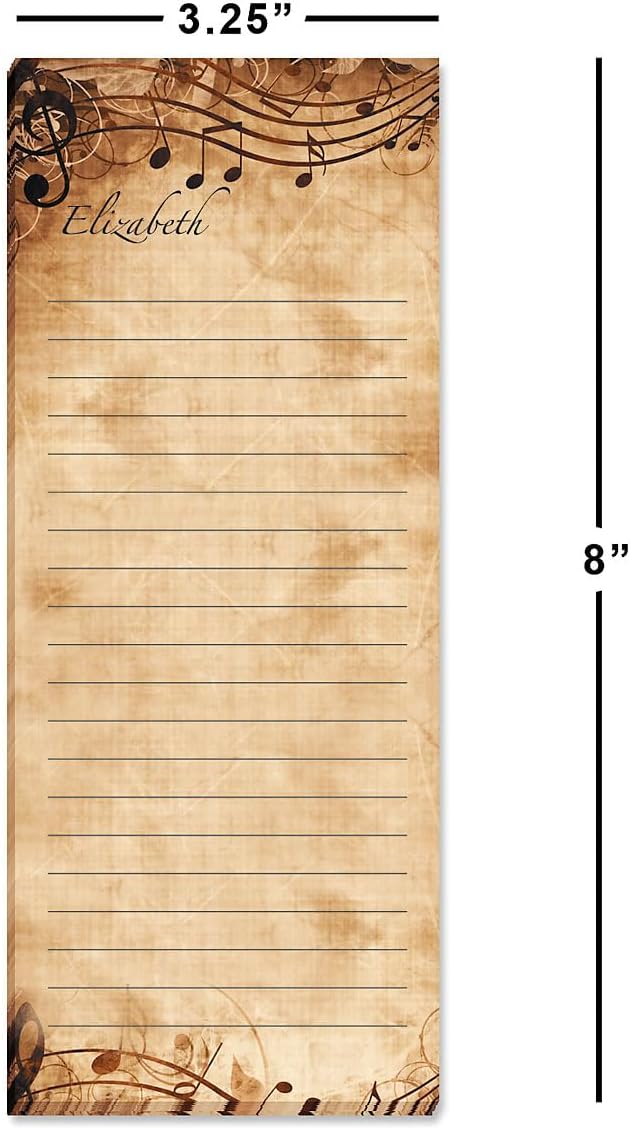 Sheet Music Personalized Lined Shopping List Pads - Set of 3