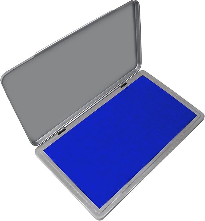 Metal Case Stamp Pad Large Size, Blue Color - Size: 3" x 6" - Choose from 15 Ink Colors