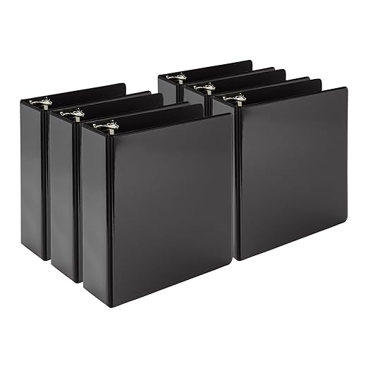 Samsill Economy 2 Inch Mini 3 Ring Binder, Made in The USA, Round Ring Binder, Non-Stick Customizable Cover, 2" View, 6-Pack, Black