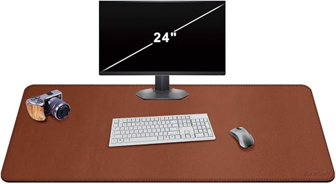 ZORESYN Large Mouse Pad (120x60cm) - PU Leather Gaming Mousepad Desk Mat - Nonslip Base and Waterproof Desktop Keyboard Extended Mouse Mat (Light Brown)