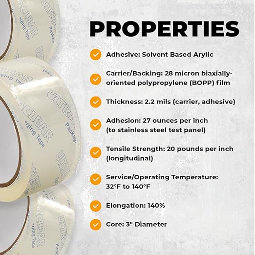 WOD CST22CC Crystal Clear See-Through Packing Tape – 1.5 inch x 110 yds. for Carton Sealing Mailing, Shipping, and Protection, Label Covering, Lamination, and Outdoor Uses.