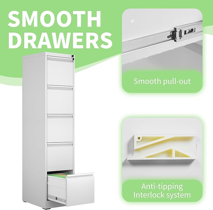 OPTYMIRA Metal File Cabinet with Drawer Heavy Duty Locking File Cabinets Home Office Steel Filing Cabinet Vertical File Cabinets for Legal/Letter Size File,Assembly Required
