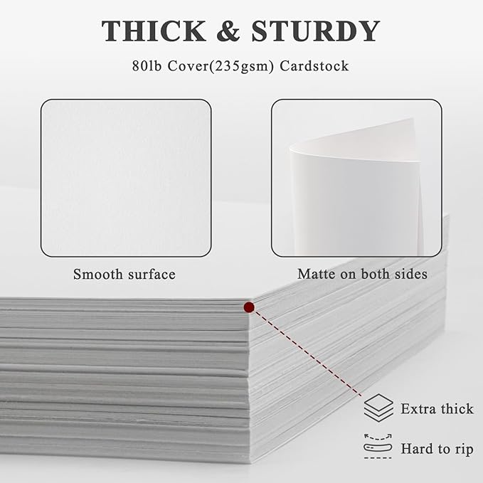 White Cardstock 8.5 x 11"Inch, 80lb Cardstock Paper, 30 Sheets Card Stock Paper 8.5 x 11 White, Heavy Thick Cardstocks Printer Papers for Invitations, Menus, Weddings, DIY Cards, Scrapbooking.