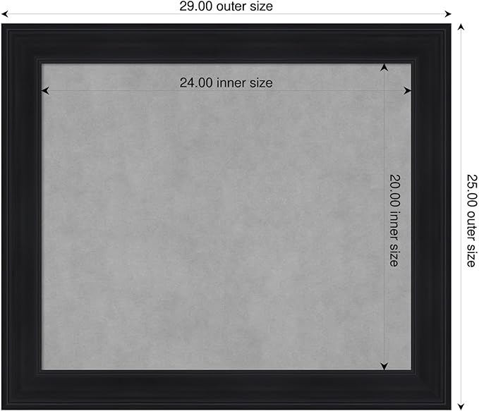 Amanti Art Black Framed Magnetic Board 25x29 Medium Vision Board for use with Magnets, 100% Metal Sheet to Display Items as Office Decor or for Home Organization in mudroom, Kitchen or Kids Room