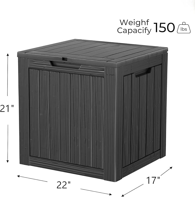 Decksplore 35 Gallon Outdoor Storage Box Waterproof Lockable Resin Deck Box Large, Patio Storage Bin for Pool Accessories Cushion Furniture, Garden Tools, UV-Resistant Outside Delivery Black