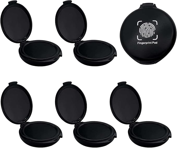 Fingerprint Ink Pad 5 Pack Thumbprint Ink Pad for Fingerprint Cards Notary Supplies Black Finger Print Kit for Identification Security ID Law Enforcement Fingerprint Office Home Use Stamp pad