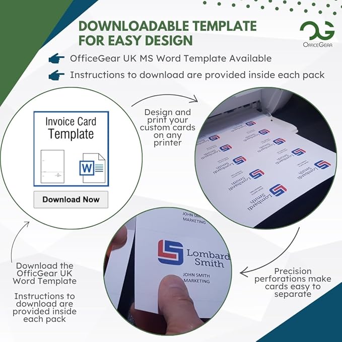 OfficeGear Shelf Edge Barcode Price Ticket Labels 32-up [25 Sheets - 800 Pack] 37x52mm Custom Printable A4 120gsm Card Micro-Perforated Non-Adhesive Merchandise Tag Includes Design Template
