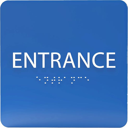 ADA CENTRAL SIGNS - 6" X6" Entrance Sign - ADA Compliant Tactile Graphics Grade 2 Braille Text Acrylic Wall Sign - Entry, Way in, Access Signs for Office, Hotel, Schools, Apartment, and Restaurants