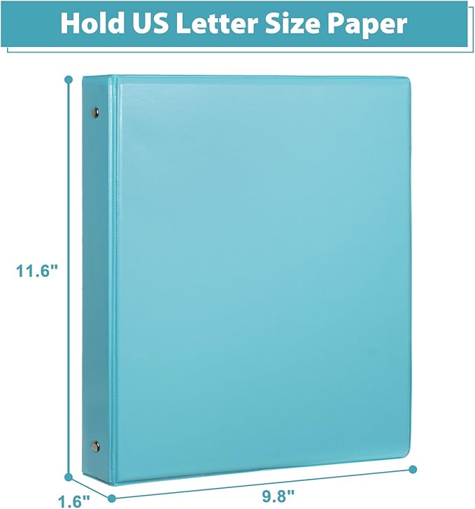 CIXILDTS 6-Pack 1-Inch Binder, Standard 3 Ring Binder Fit Letter Size Paper, Presentation View Binders, Light Blue