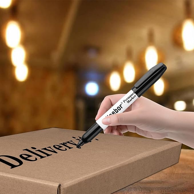 Keebor Permanent Markers Bulk, 60 Pack Black Permanent Markers, Quick Drying & Fade Resistant, Fine Point Marker Set for Wood, Plastic, Paper, Metal