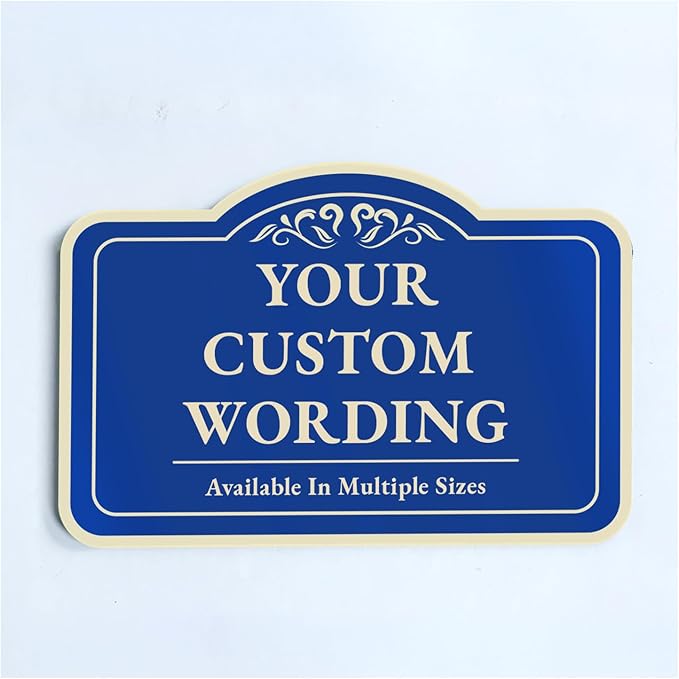 Custom Personalized Metal Aluminum Driveway Signs, Blue Steel 14x10 In, Waterproof Made In USA