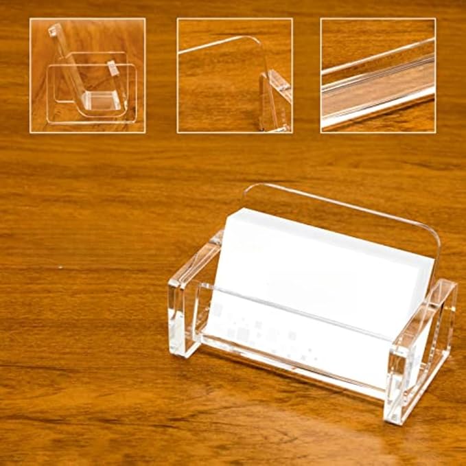 Startbuymore Acrylic Business Card Holder For Desk, Clear Business Cards Display Holders Stand - Stylish Access Display For Desk Business Card Stand(black)