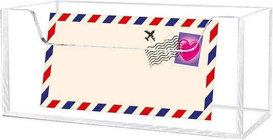Mail Holder for Table, Acrylic Letter Holder Box for Desk or Wall Mount, Mail Organizer Countertop, Clear