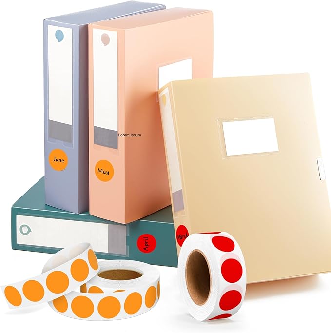 PARLAIM 2 Rolls 2000PCS 3/4" Round Circle Color-Code Dot Stickers,2 Color Style Colorful Coding Label Sticker for Home Office Classroom(Orange+Red)
