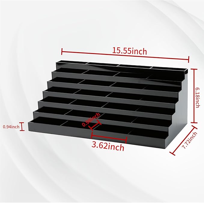 Vevitts Acrylic Business Card Holder for Desk Multiple Business Card Holders 28 Slot 7 Tier Large Business Card Organizer Business Card Display Rack Black Plastic Business Card Stand for Home Office