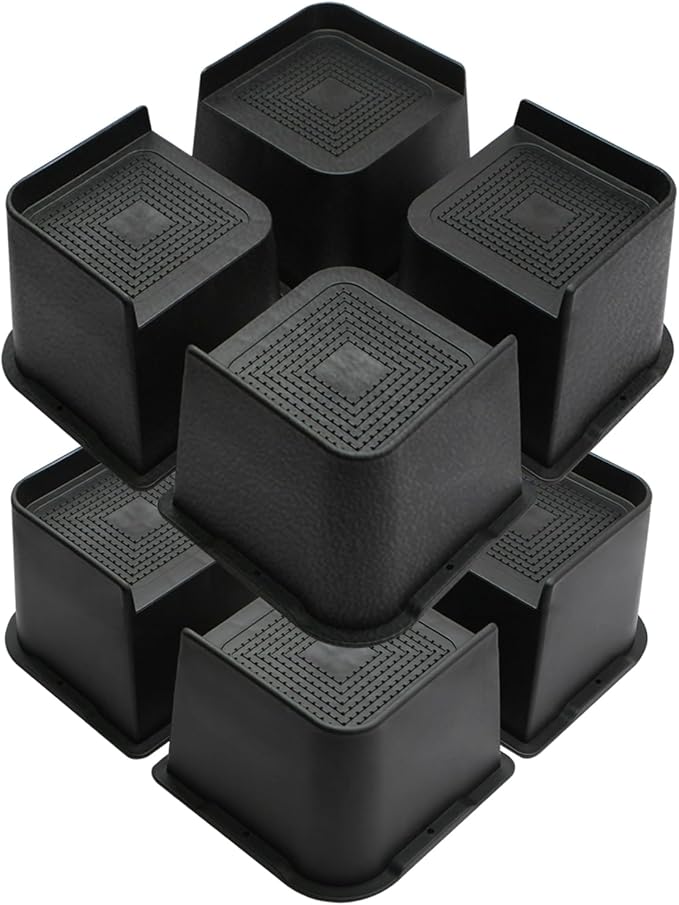MXMZHXU Bed Risers 2 inch, 3 inch, 4 inch, 6 inch or 8 inch Heavy Duty Furniture Risers, Up to 6000 Lbs L Shaped Design Bed Lifts Blocks for Couch Desk Sofa Table (Black, 4 Inch 8 Pack)