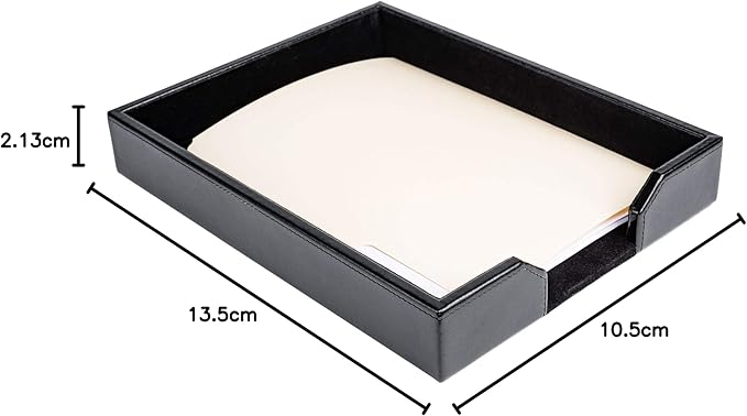 Dacasso Bonded Leather Desktop Tray Luxury Letter Holder & Paper Organizer for Desk, 13.5in x 10.5in x 2.13in, Black
