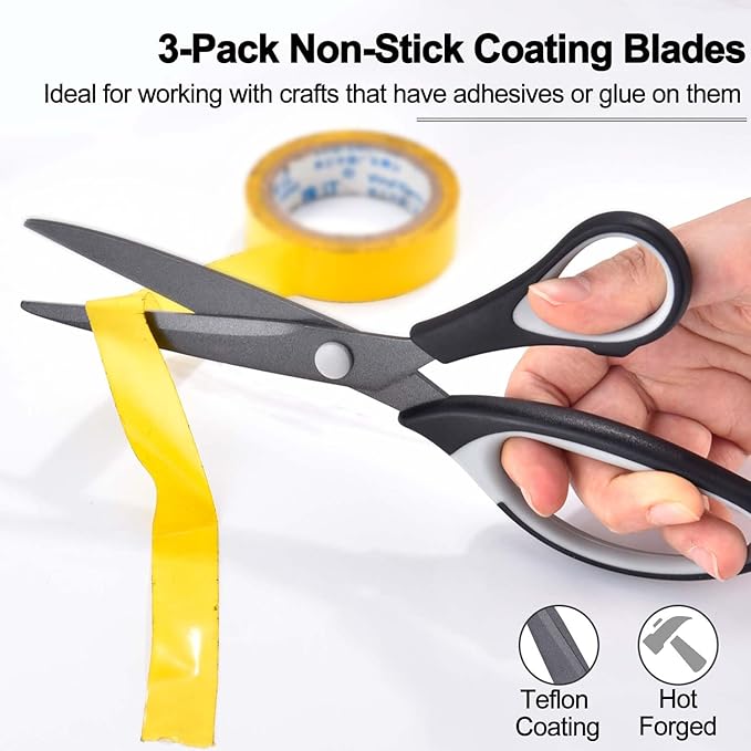 Zicolu 8.5" Scissors Bulk Set of 12-Pack, Sharp Scissors all Purpose Heavy Duty, Non-Stick and Titanium Coating Blade, Multipurpose Shears for Office Home School Sewing Fabric DIY Craft Supplies