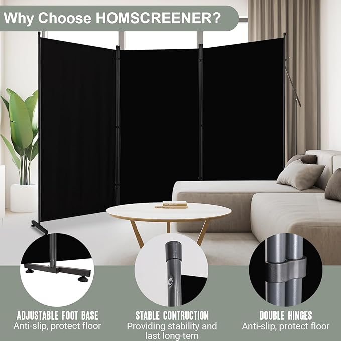 Room Divider 6FT Single Panel Privacy Screen, 102'' Wide Fabric Indoor Room Divider Wall Divider for Room Separation, Portable Room Partitions and Dividers Freestanding Temporary Wall Room Separators