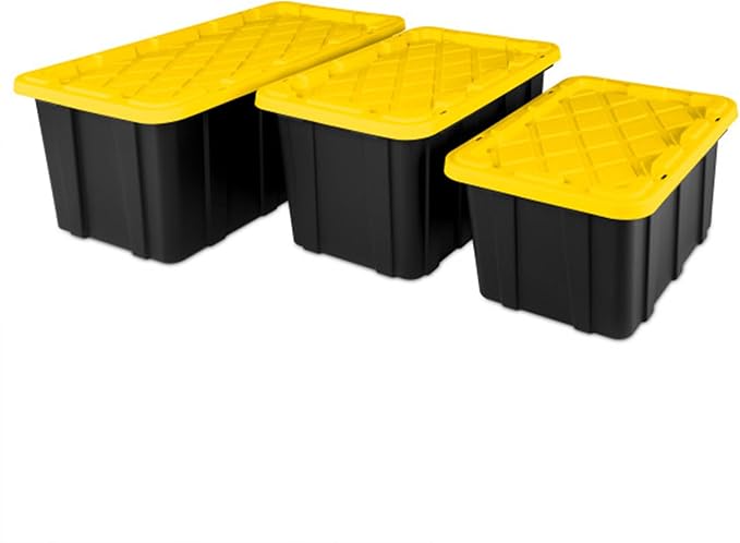 Sterilite 24-Pack Industrial Tote, Plastic Storage Container Bins with Lids, 27 Gallon - Heavy-Duty Organizing Containers for Closet, Bathroom, and Office